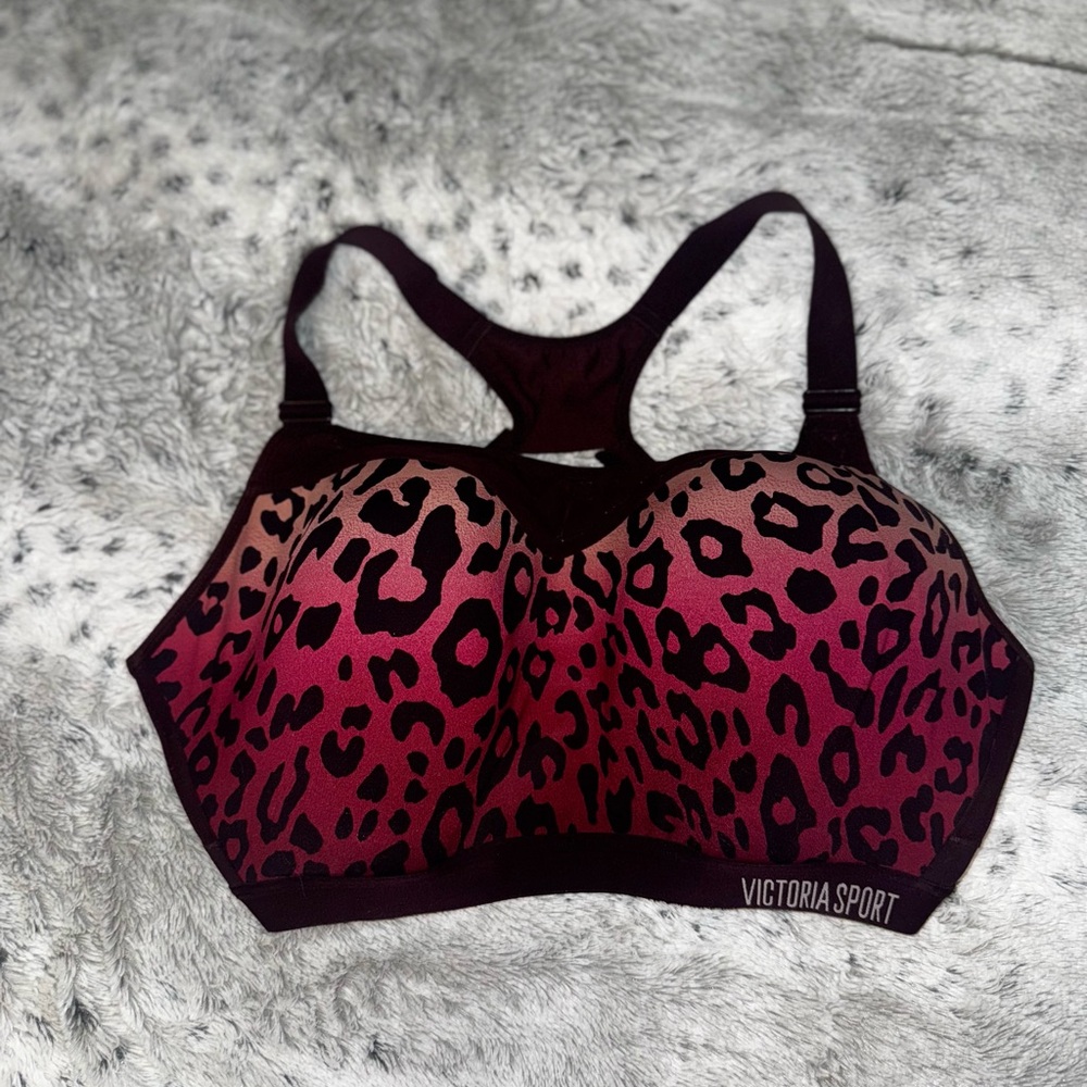 Victoria's Secret Black and Pink Leopard Sports Bra